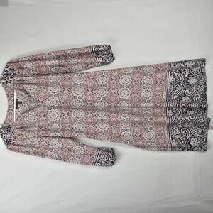 Luxology Bohemian-Style Printed Midi Dress Size 10 Tie Back Belted